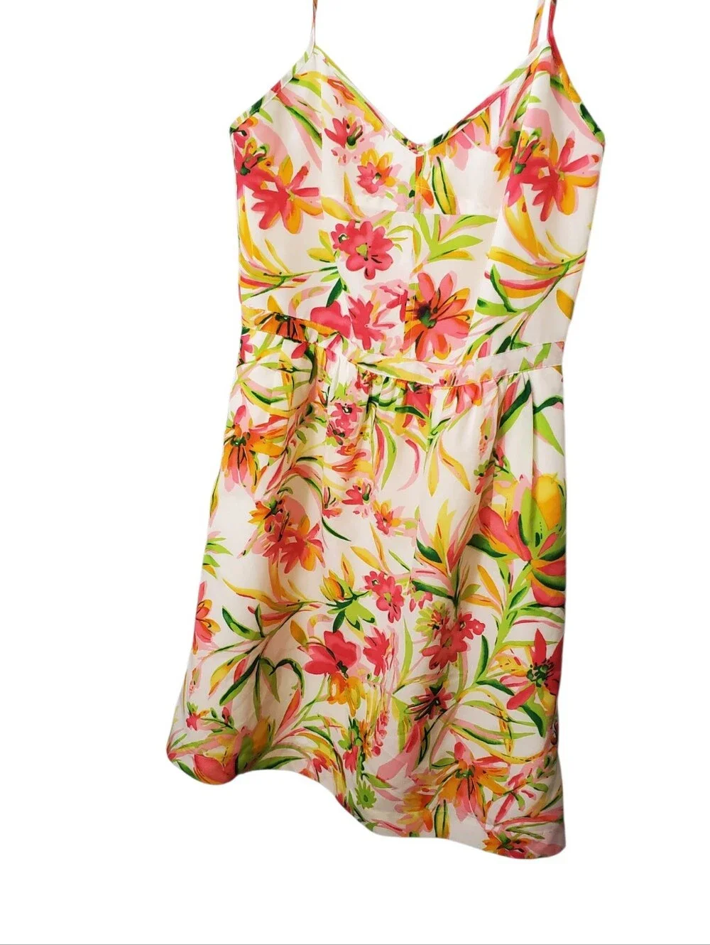 J. Crew Floral Spaghetti-Strap Mini Dress in Yellow & Pink